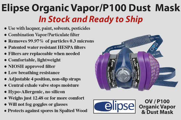 This mask gives protection when applying finishes and also protects against dust.